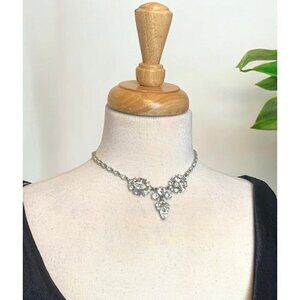 Vintage Bogoff Rhinestone Collar Necklace 15 Inch